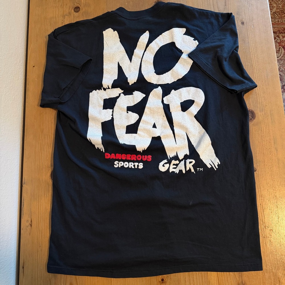 Vintage No Fear Dangerous Sports Gear Shirt XL Black 90s Stedman Single‎ Stitch
